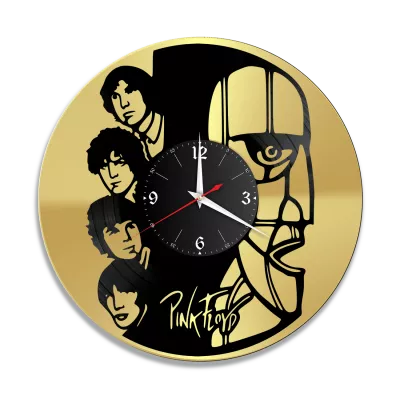 Часы настенные "группа Pink Floyd, золото" из винила, №2