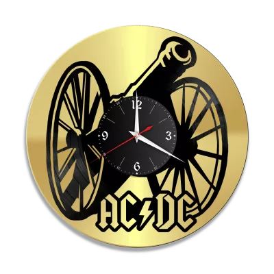 Часы настенные "группа AC DC, золото" из винила, №2