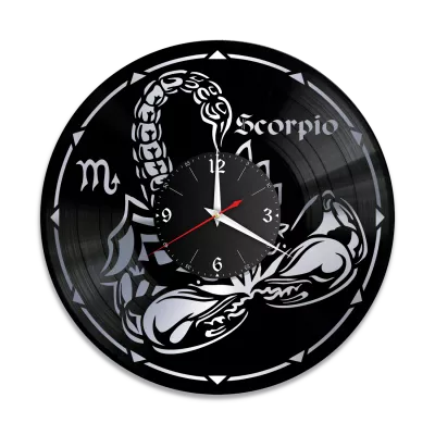 Часы настенные "Знаки Зодиака (Скорпион), серебро" из винила, №8
