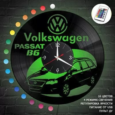 Часы с подсветкой "Volkswagen Passat B6" из винила, №7