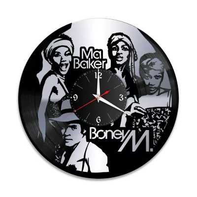 Часы настенные "Boney M. (Бони М), серебро" из винила, №1