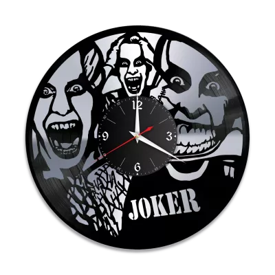 Часы настенные "Джокер (Joker), серебро" из винила, №5