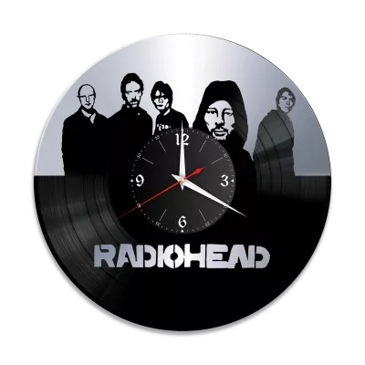 Часы настенные "группа Radiohead, серебро" из винила, №1