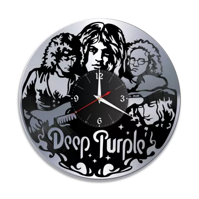 Часы настенные "группа Deep Purple, серебро" из винила, №1
