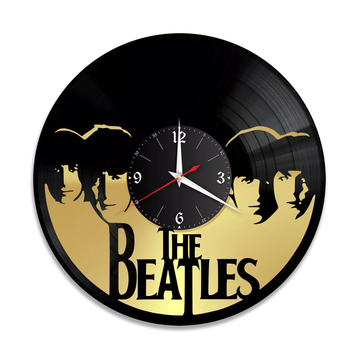 Часы настенные "группа Битлз (The Beatles), золото" из винила, №6 VW-10184-1