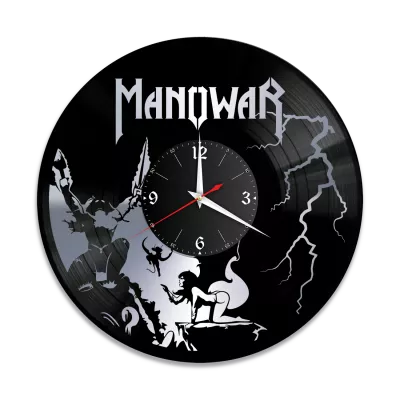 Часы настенные "группа Manowar, серебро" из винила, №2