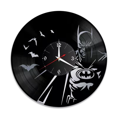 Часы настенные "Бэтмен (Batman), серебро" из винила, №2