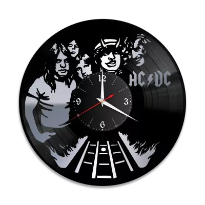 Часы настенные "группа AC DC, серебро" из винила, №3