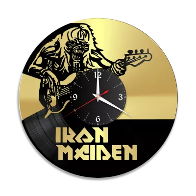 Часы настенные "группа Iron Maiden, золото" из винила, №2