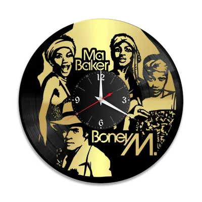 Часы настенные "Boney M. (Бони М), золото" из винила, №1