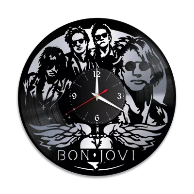Часы настенные "группа Bon Jovi, серебро" из винила, №1