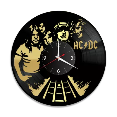 Часы настенные "группа AC DC, золото" из винила, №3