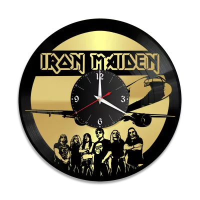 Часы настенные "группа Iron Maiden, золото" из винила, №3