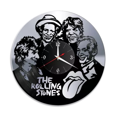 Часы настенные "группа Rolling Stones, серебро" из винила, №1