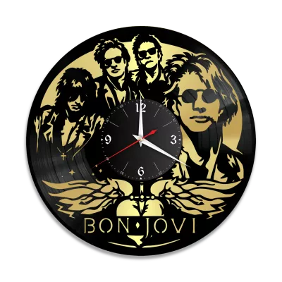 Часы настенные "группа Bon Jovi, золото" из винила, №1
