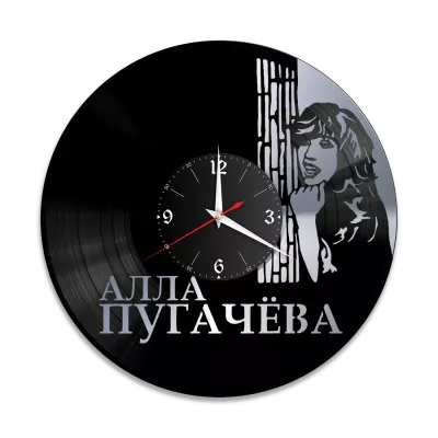 Часы настенные "Алла Пугачева, серебро" из винила, №2