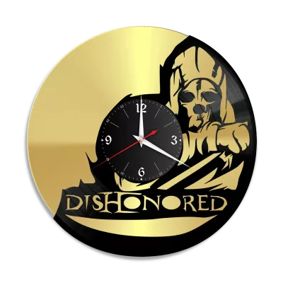 Часы настенные "Игра Dishonored, золото" из винила, №1
