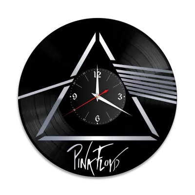 Часы настенные "Группа Pink Floyd, серебро" из винила, №R1