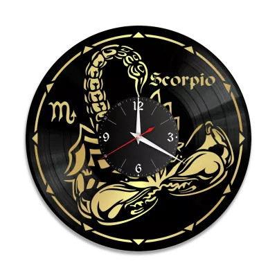 Часы настенные "Знаки Зодиака (Скорпион), золото" из винила, №8