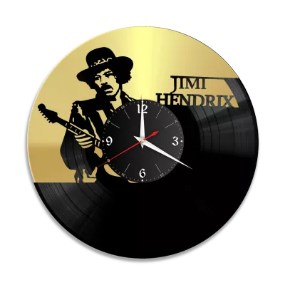 Часы настенные "Джими Хендрикс (Jimi Hendrix), золото" из винила, №2