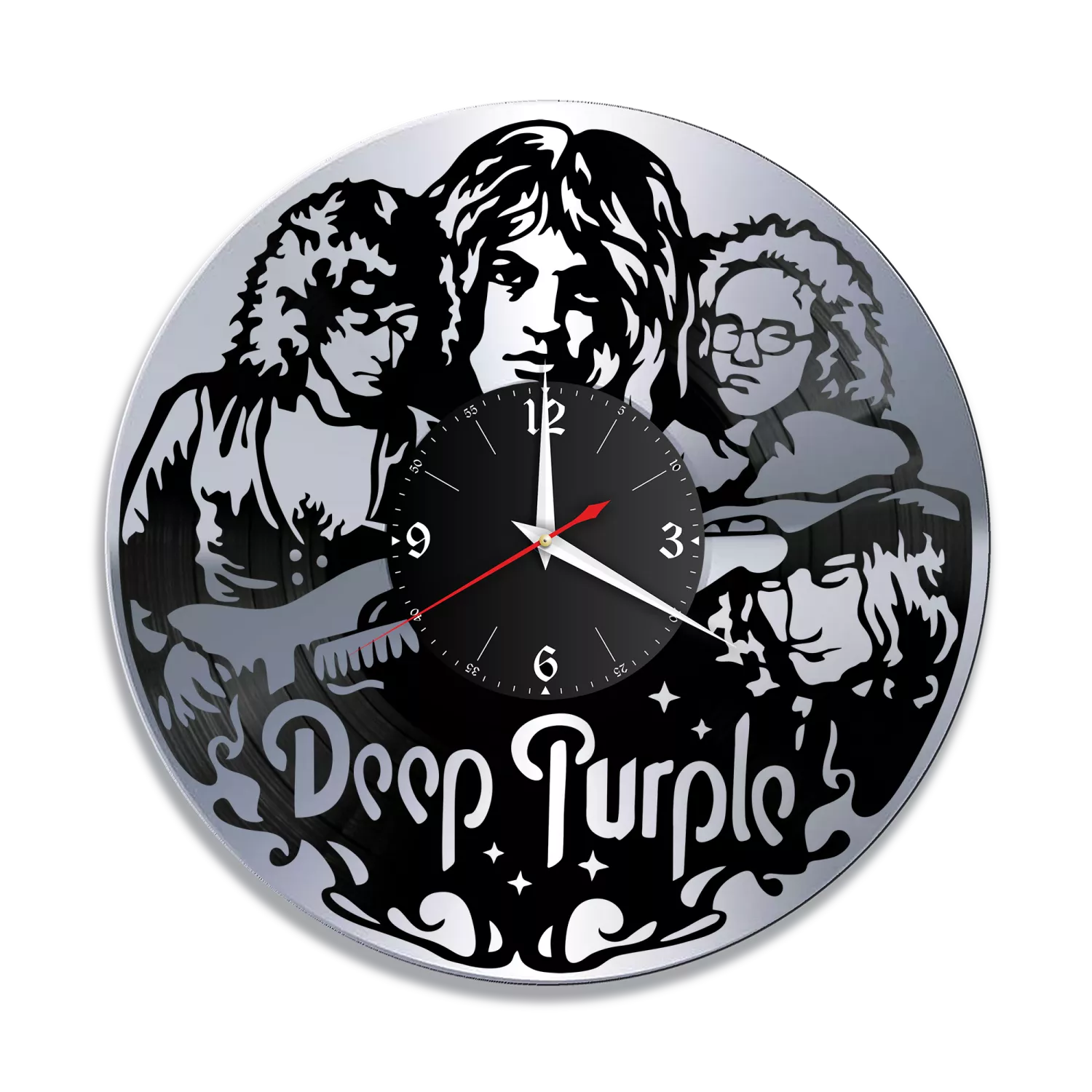 Часы настенные "группа Deep Purple, серебро" из винила, №1 VW-10089-2
