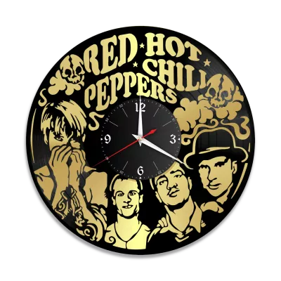 Часы настенные "группа Red Hot Chili Peppers, золото" из винила, №1