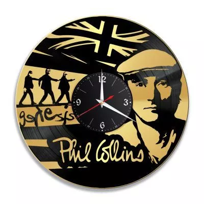 Часы настенные "Фил Коллинз (Phil Collins), золото" из винила, №1