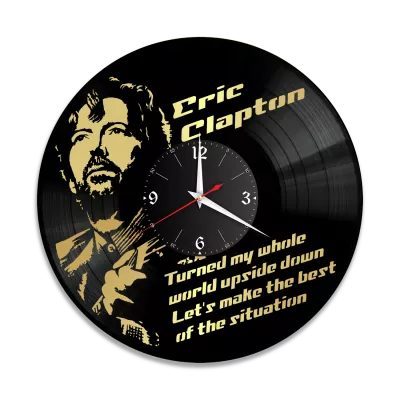 Часы настенные "Eric Clapton, золото" из винила, №1