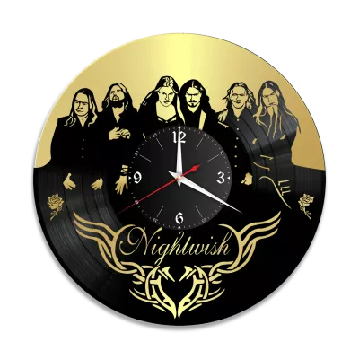 Часы настенные "группа Nightwish, золото" из винила, №1