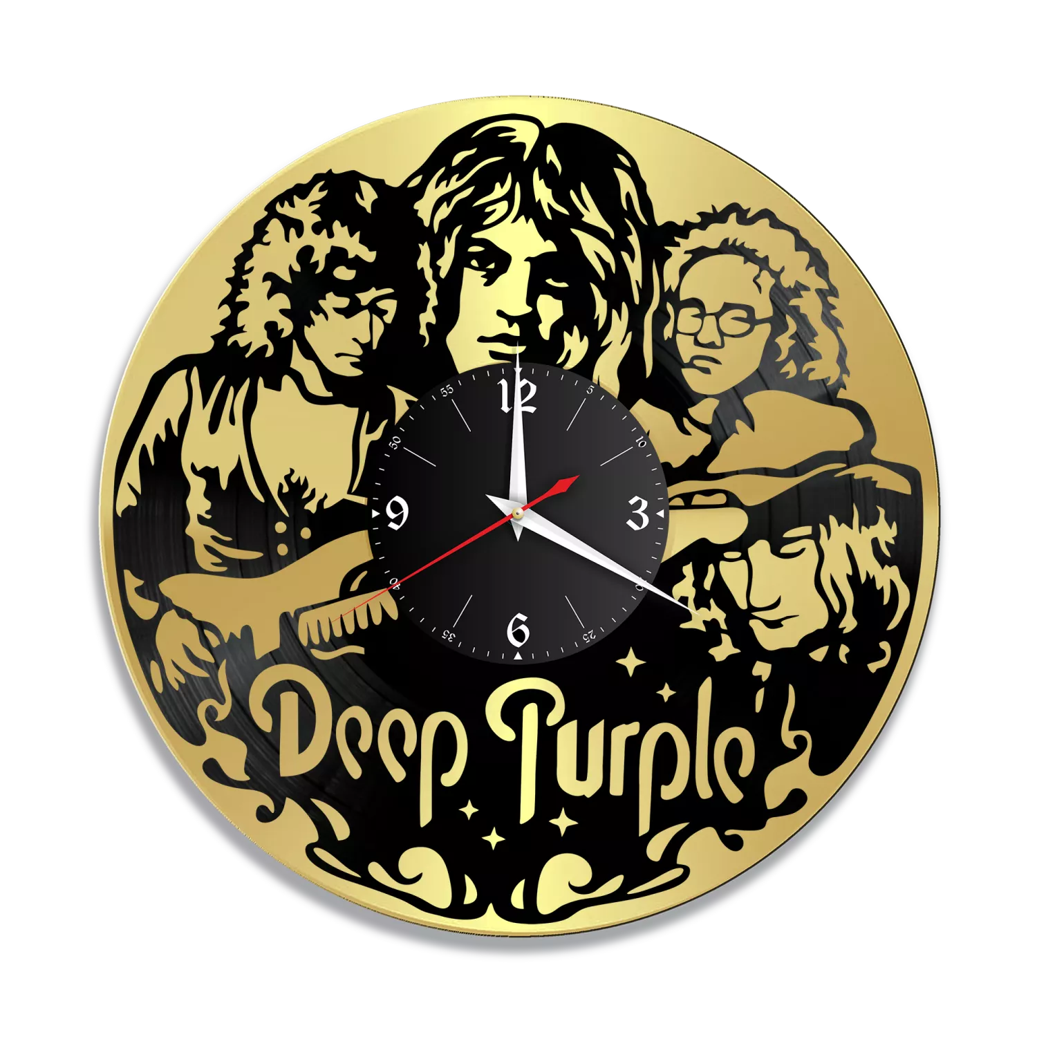 Часы настенные "группа Deep Purple, золото" из винила, №1 VW-10089-1