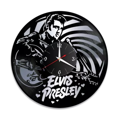 Часы настенные "Элвис Пресли (Elvis Presley), серебро" из винила, №1