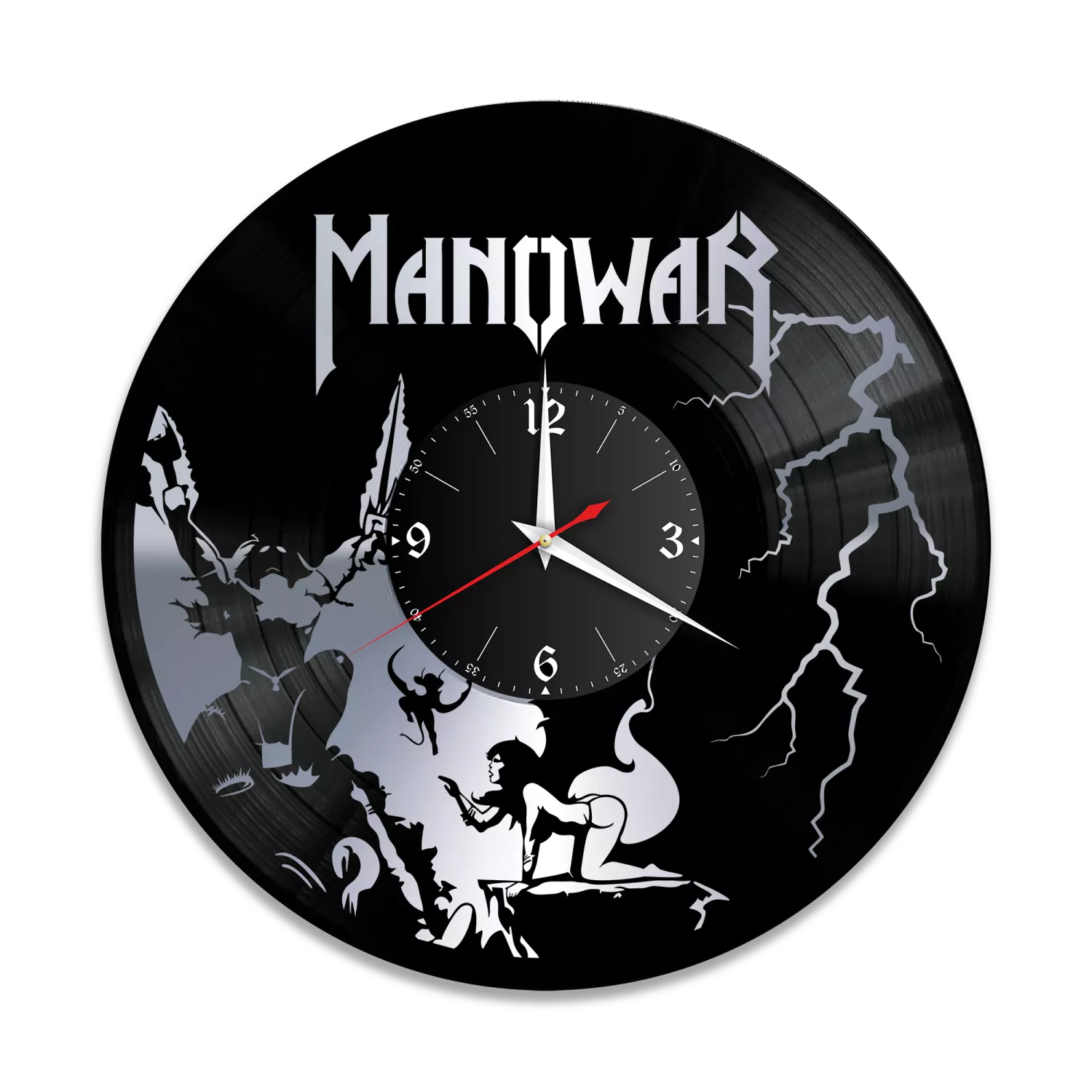 Часы настенные "группа Manowar, серебро" из винила, №2 VW-10115-2