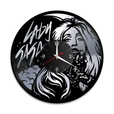 Часы настенные "Леди Гага (Lady Gaga), серебро" из винила, №1