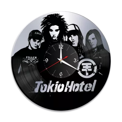 Часы настенные "группа Tokio Hotel, серебро" из винила, №1