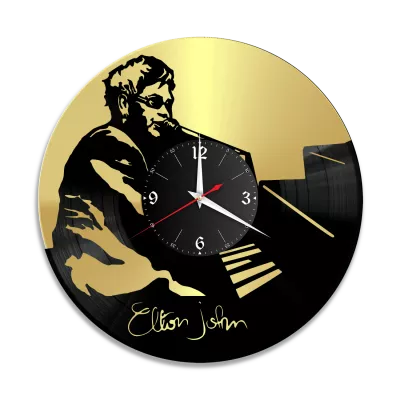 Часы настенные "Элтон Джон (Elton John), золото" из винила, №2