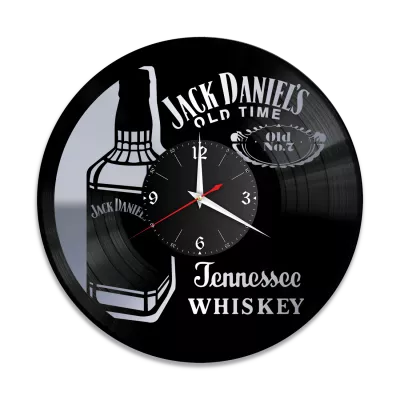 Часы настенные "Jack Daniels, серебро" из винила, №1