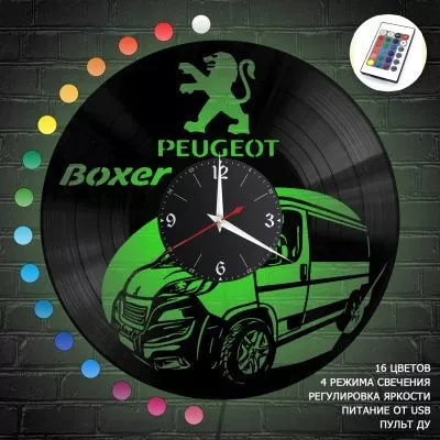 Часы с подсветкой "Пежо Boxer (Peugeot)" из винила, №3