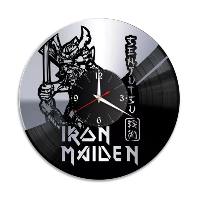 Часы настенные "Iron Maiden, серебро" из винила, №4