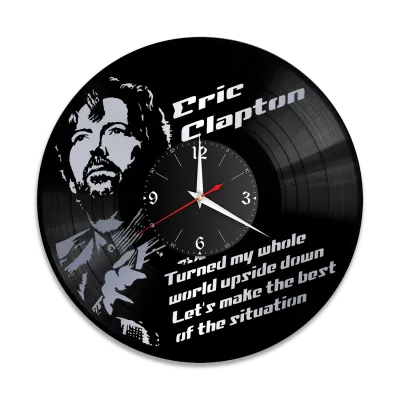 Часы настенные "Eric Clapton, серебро" из винила, №1