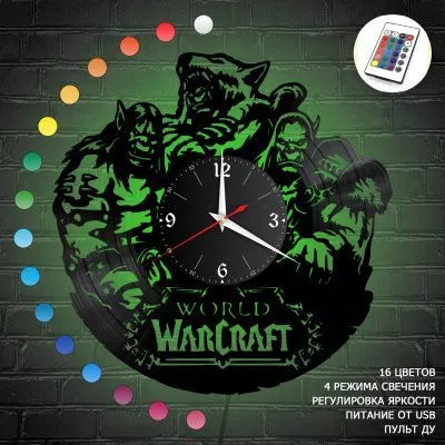 Часы с подсветкой "Warcraft" из винила, №1
