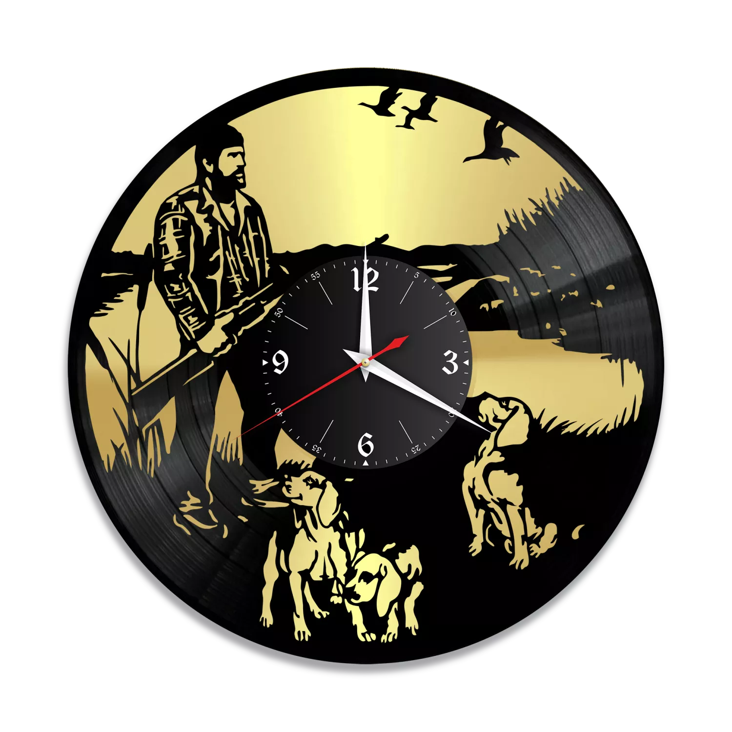 Часы настенные "Охота, золото" из винила, №3 VW-10619-1