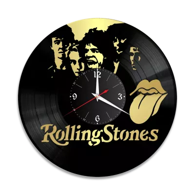 Часы настенные "группа Rolling Stones, золото" из винила, №3