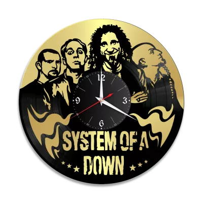Часы настенные "группа System Of a Down, золото" из винила, №2