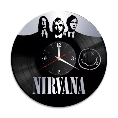 Часы настенные "группа Nirvana, серебро" из винила, №2