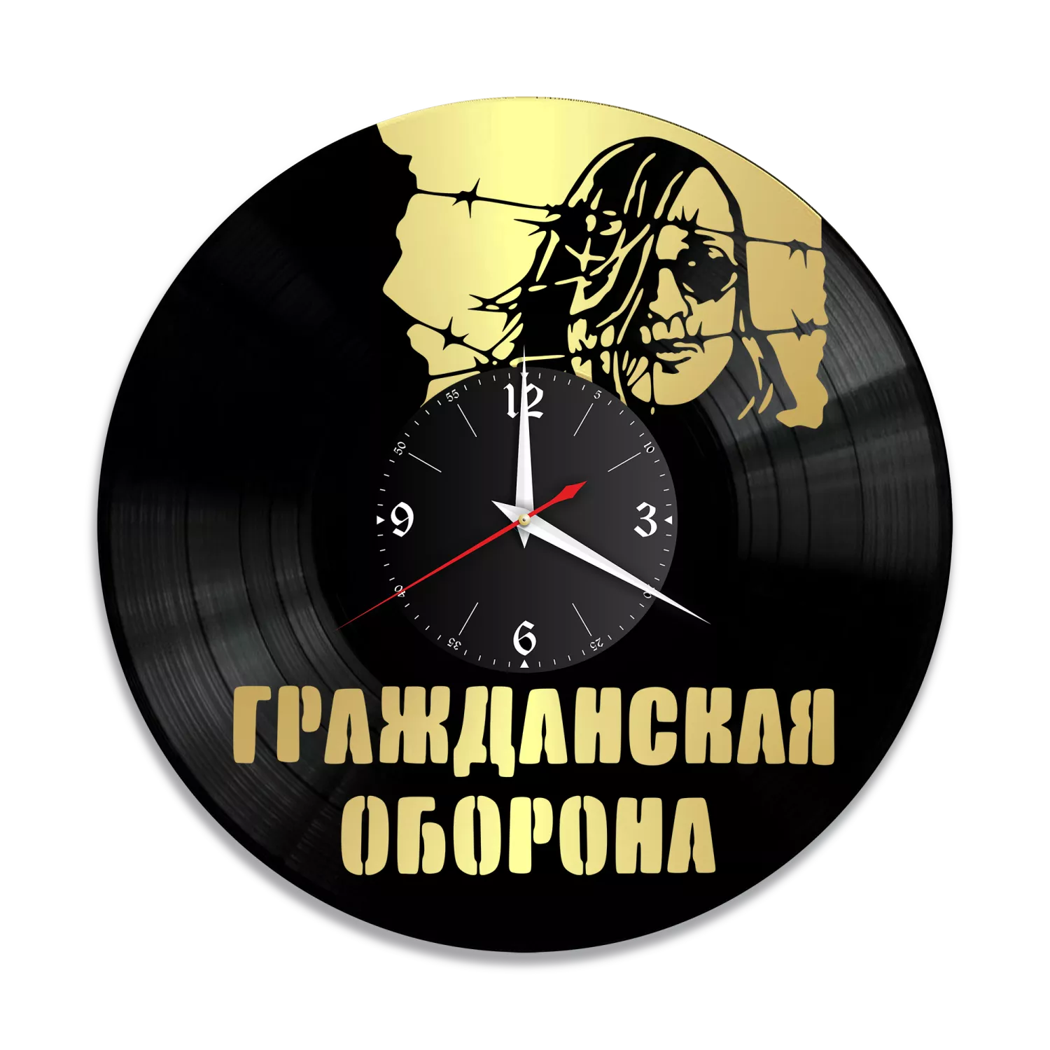 Часы настенные "группа Гражданская Оборона, золото" из винила, №3 VW-10031-1