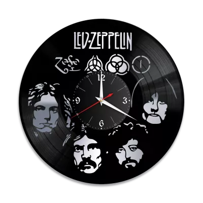 Часы настенные "группа Led Zeppelin, серебро" из винила, №1