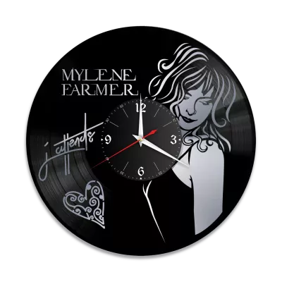 Часы настенные "Mylene Farmer (Милен Фармер), серебро" из винила, №3