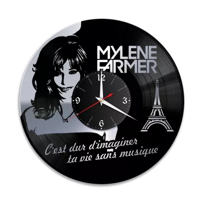 Часы настенные "Mylene Farmer (Милен Фармер), серебро" из винила, №5