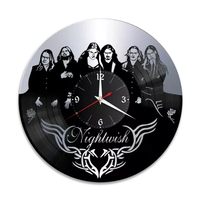 Часы настенные "группа Nightwish, серебро" из винила, №1