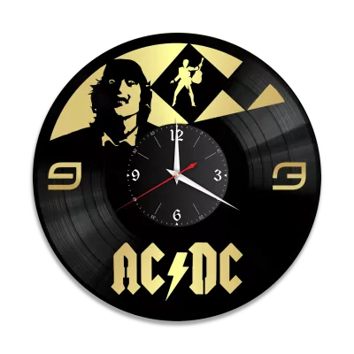 Часы настенные "группа AC DC, золото" из винила, №5